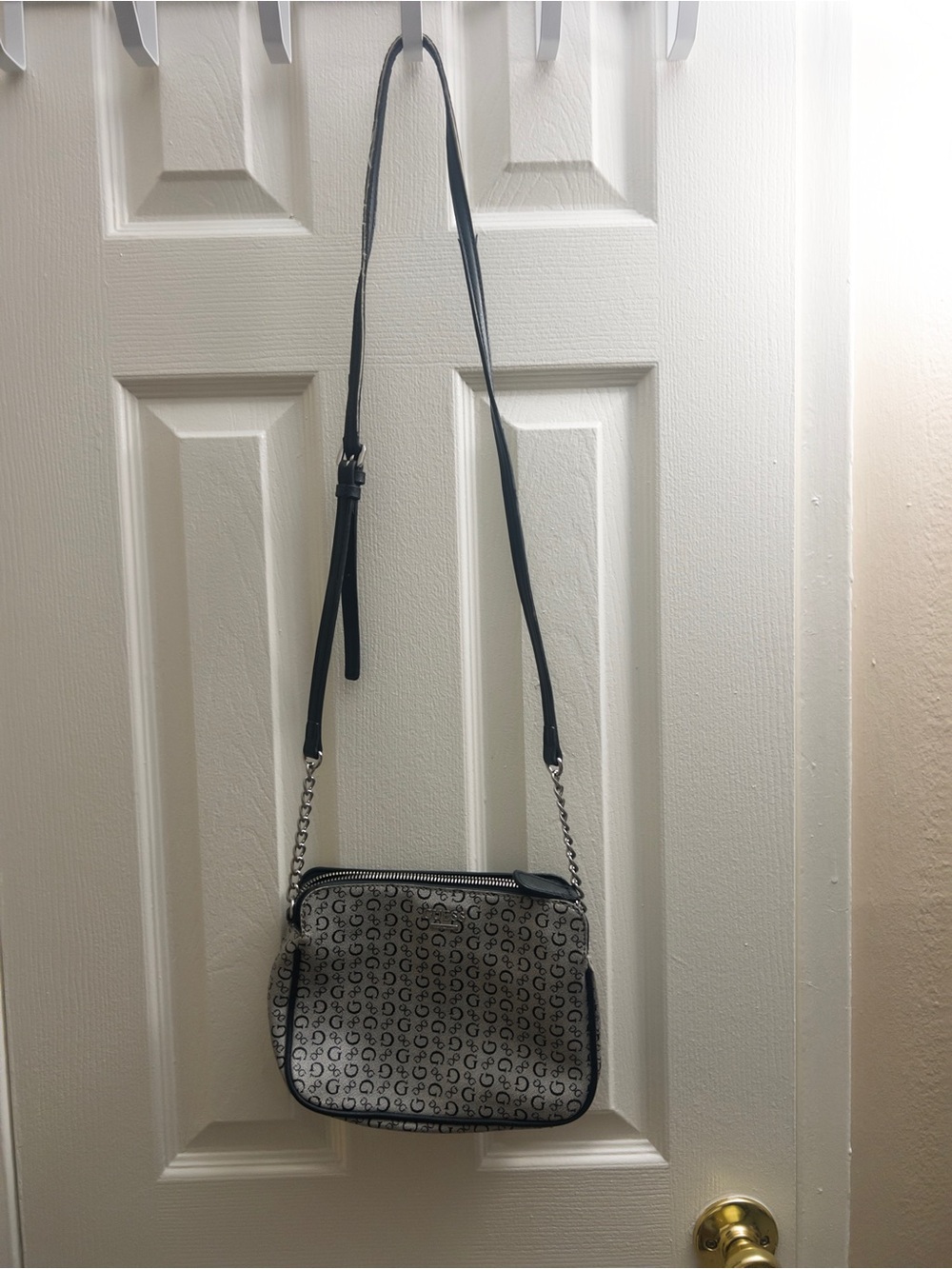 Guess Black and White Signature Logo Crossbody